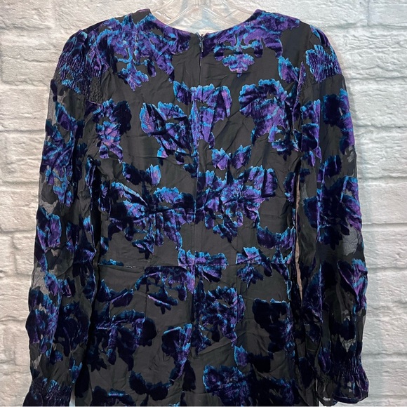 NWT - Anthropologie Adelyn Rae Floral Velvet Burnout Long Sleeve Romper - XS - Picture 13 of 15